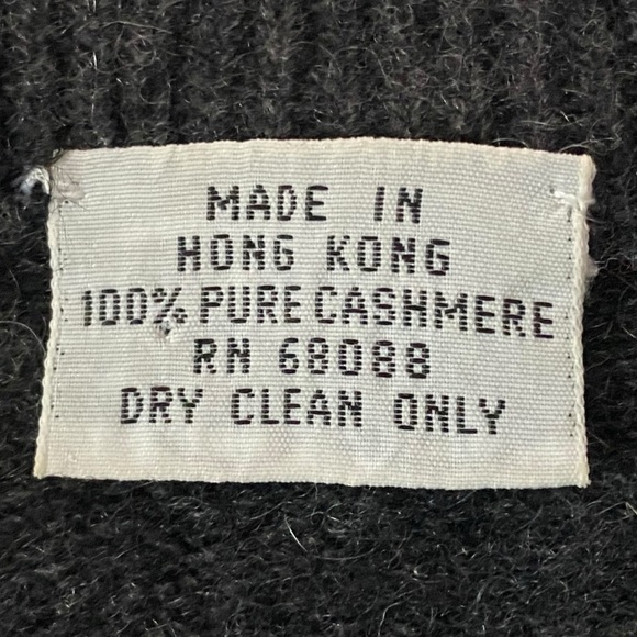 Vintage Jaccar Cashmere Sweater Gray Charcoal V-Neck Size Large 1980 - Picture 4 of 11